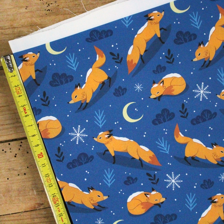 [PRECOMMANDE] Coupon popeline 48x48 cm - RENARDS SOUS LA NEIGE