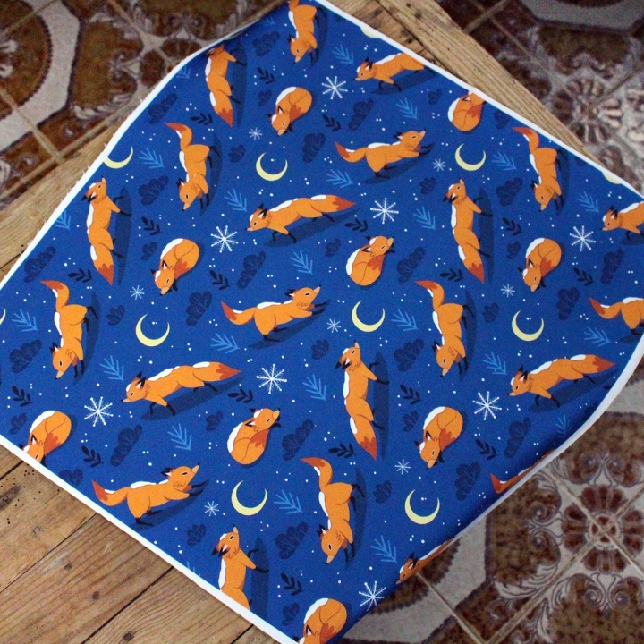 [PRECOMMANDE] Coupon French Terry 48x48 cm - RENARDS SOUS LA NEIGE