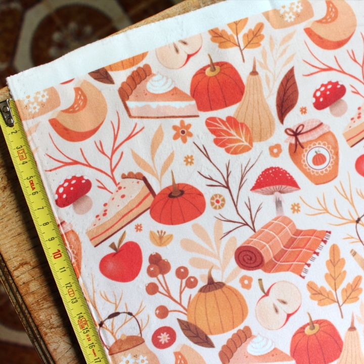 Tissu illustré "Automne cosy" – popeline, velours & French terry – motif automnal