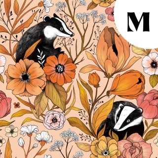 Tissu illustré "Blaireaux" – popeline, velours & French terry – motif poétique