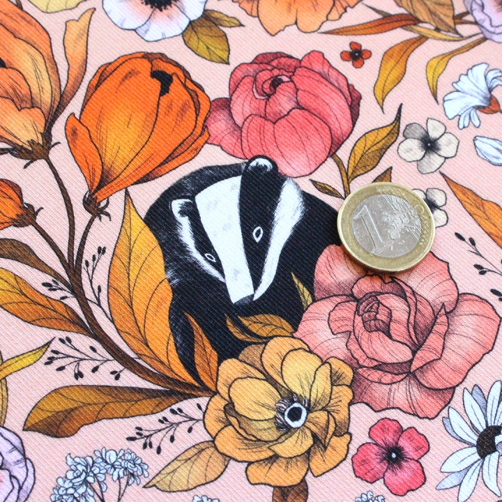 Tissu illustré "Blaireaux" – popeline, velours & French terry – motif poétique