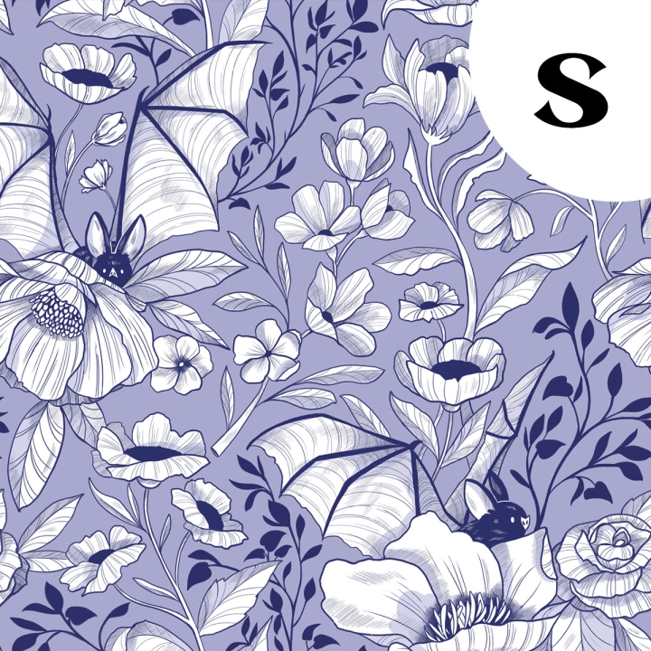 Coupon de tissu illustré "Chauve-souris bleues" 48x48 cm – Popeline & French Terry