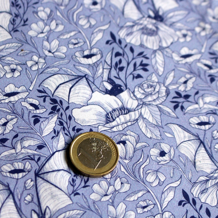 Coupon de tissu illustré "Chauve-souris bleues" 48x48 cm – Popeline & French Terry