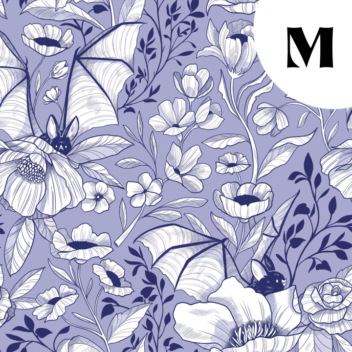 Tissu illustré "Chauve-souris bleues" – popeline, velours & French terry