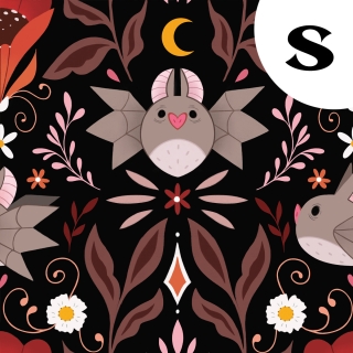 Tissu illustré "Chauve-souris" – popeline, velours & French terry – motif dark, spooky, halloween