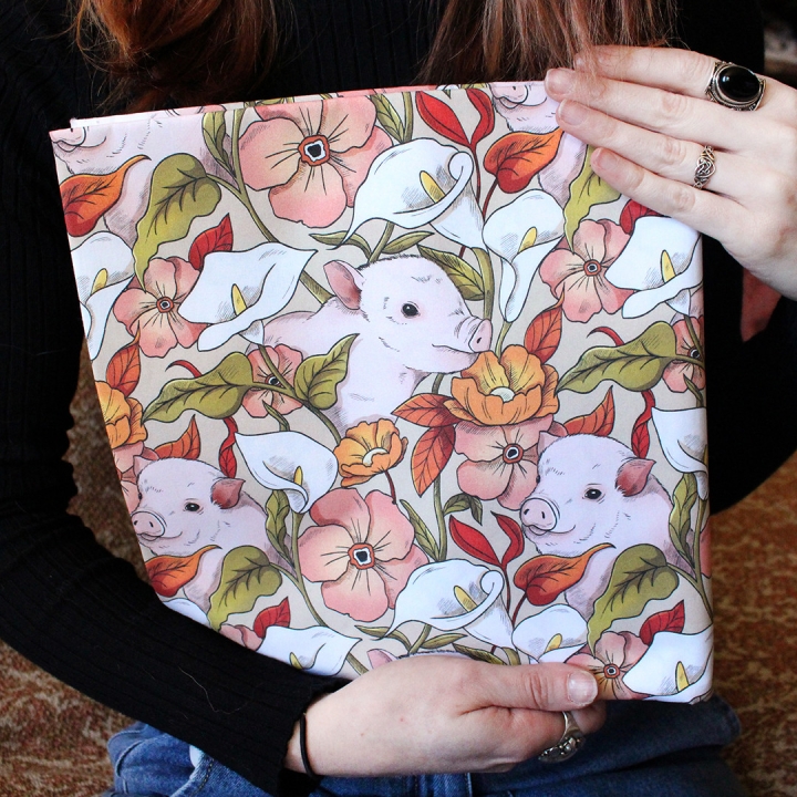 Tissu illustré "Cochons" – popeline, velours & French terry – motif poétique