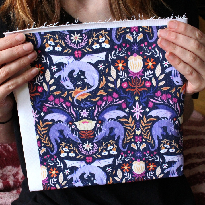 Tissu illustré "Dragons colorés" – popeline, velours & French terry – motif fantasy
