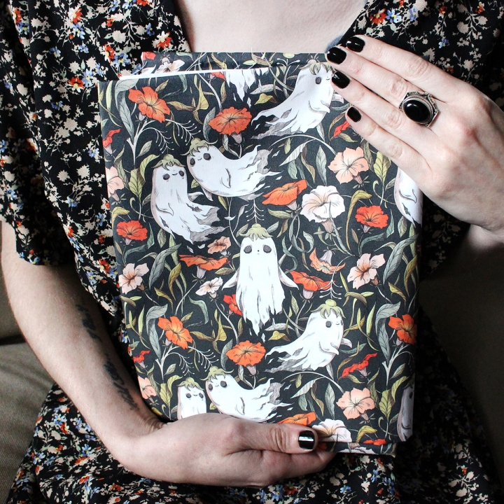 Tissu illustré "Fantômes"– popeline, velours & French terry – motif spooky, halloween