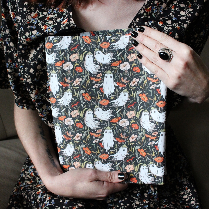 Tissu illustré "Fantômes"– popeline, velours & French terry – motif spooky, halloween