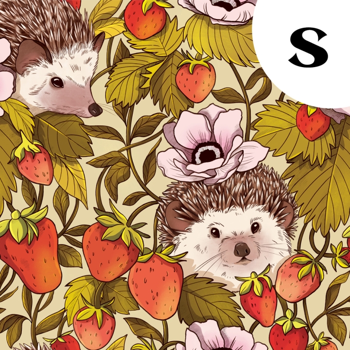 Tissu illustré "Hérissons et fraises" – popeline, velours & French terry – motif poétique