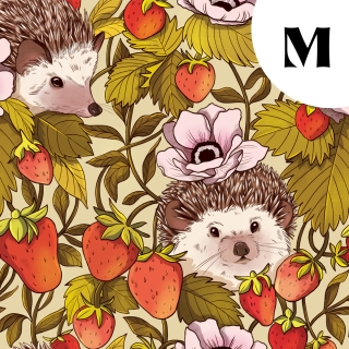 Tissu illustré "Hérissons et fraises" – popeline, velours & French terry – motif poétique