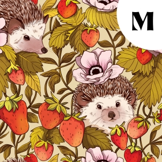 Tissu illustré "Hérissons et fraises" – popeline, velours & French terry – motif poétique