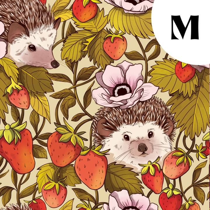 Tissu illustré "Hérissons et fraises" – popeline, velours & French terry – motif poétique