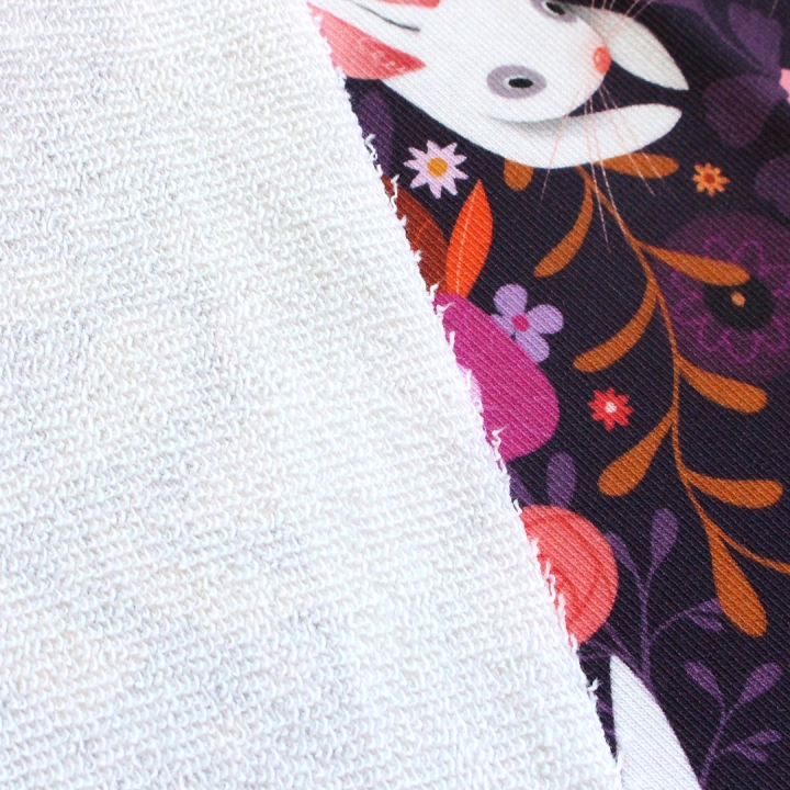 Tissu illustré "Lapins blancs"– popeline, velours & French terry – univers féerique