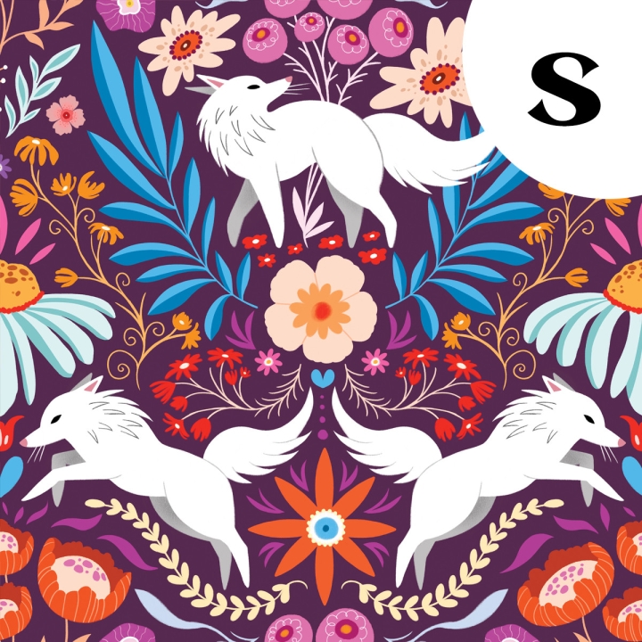 Tissu illustré "Loups colorés" – popeline, velours & French terry – motif coloré