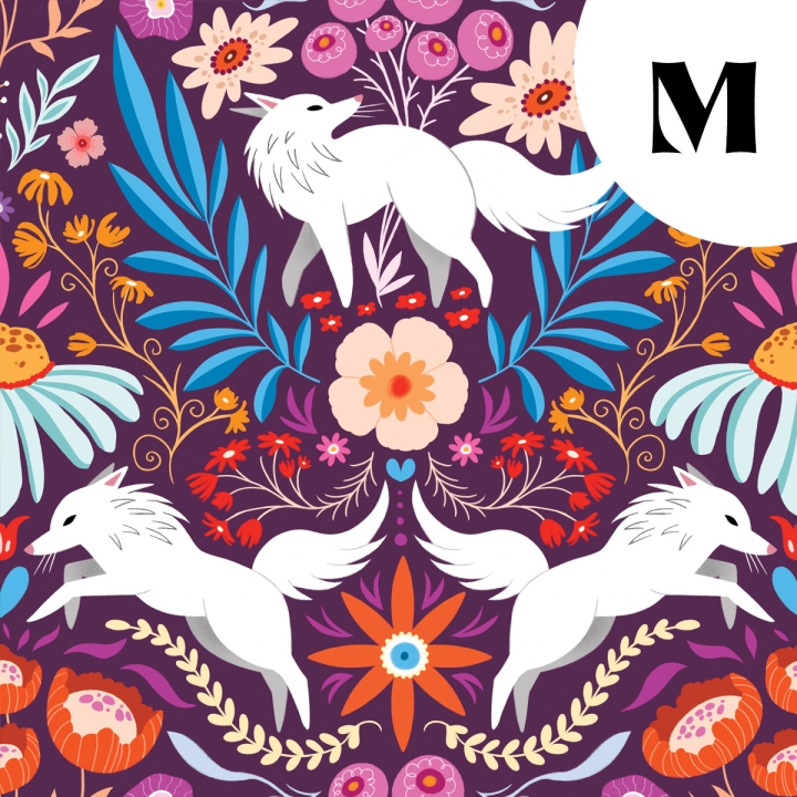 Tissu illustré "Loups colorés" – popeline, velours & French terry – motif coloré