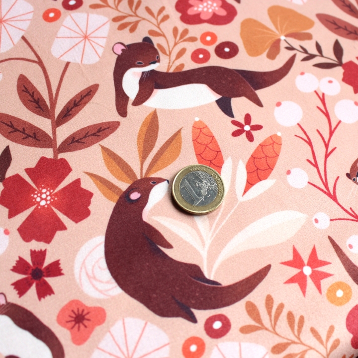 Tissu illustré "Loutres" – popeline, velours & French terry