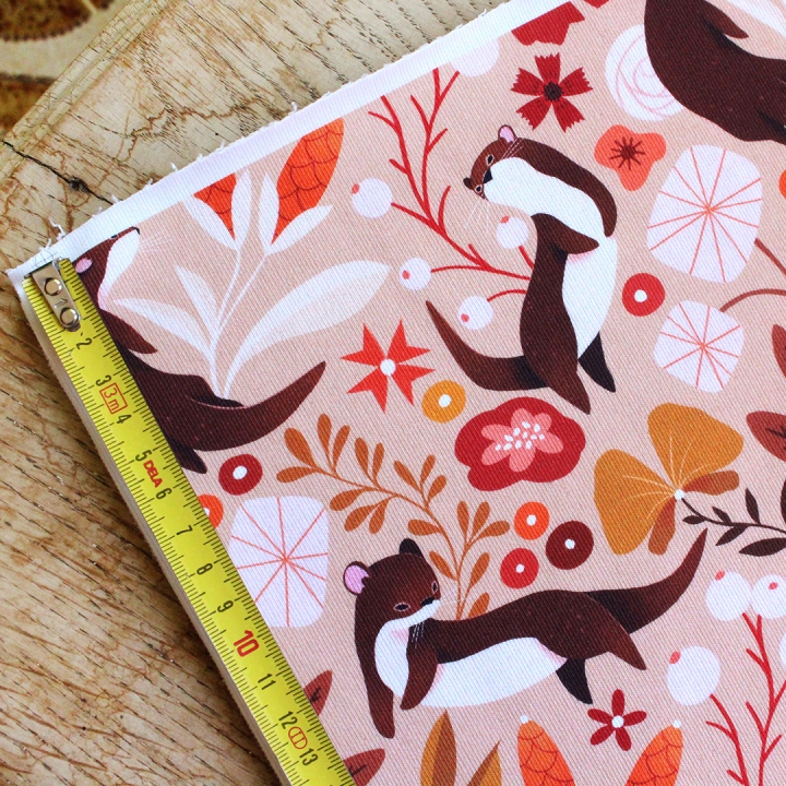 Tissu illustré "Loutres" – popeline, velours & French terry