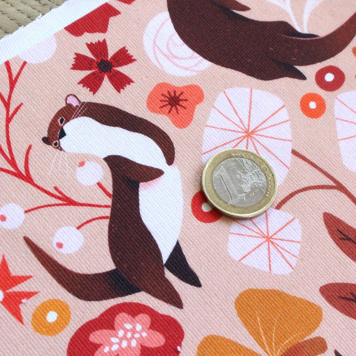 Tissu illustré "Loutres" – popeline, velours & French terry
