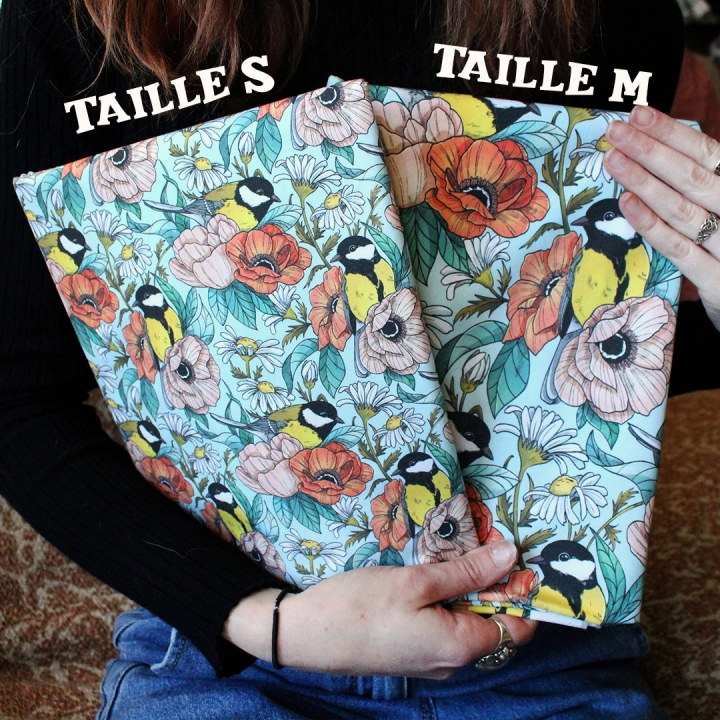 Tissu illustré "Mésanges" – popeline, velours & French terry – motif nature, poétique