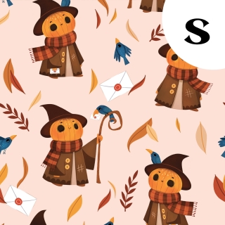 Tissu illustré "Mr Pumpkin" – popeline, velours & French terry – motif automnal, halloween