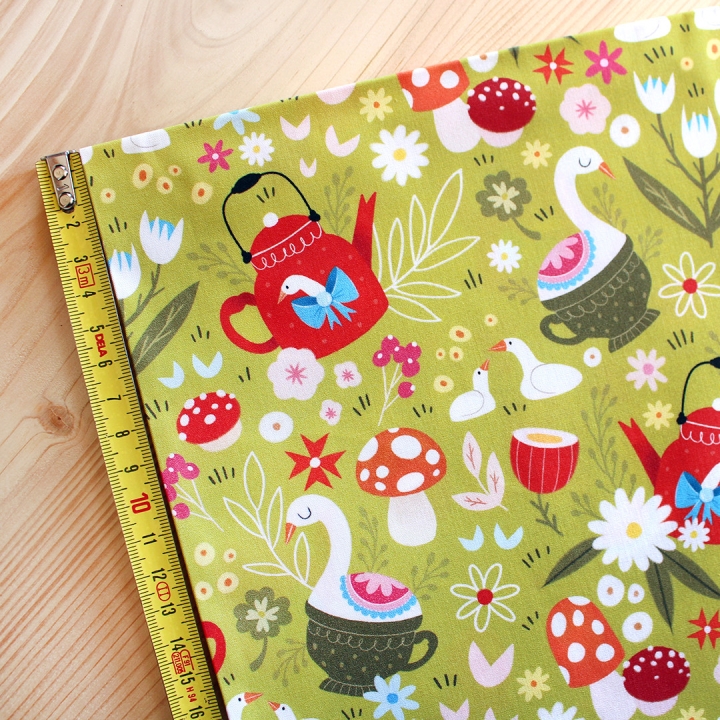 Tissu illustré "Oies" – popeline, velours & French terry – motif printanier