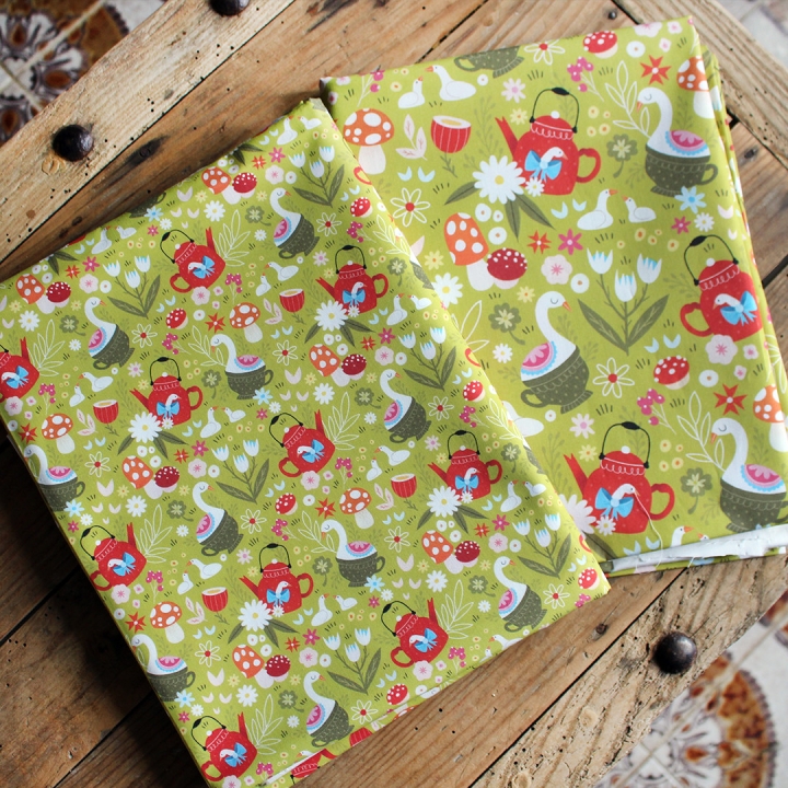 Tissu illustré "Oies" – popeline, velours & French terry – motif printanier