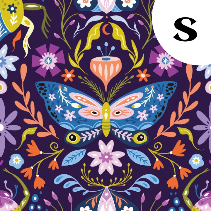 Tissu illustré "Papillons et scarabées" – popeline, velours & French terry – motif insectes, coloré