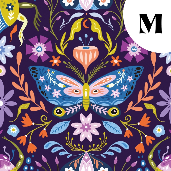 Tissu illustré "Papillons et scarabées" – popeline, velours & French terry – motif insectes, coloré