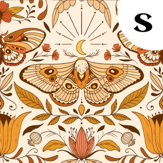 Coupon de tissu illustré "Papillons Luna" 48x48 cm – Popeline & French Terry