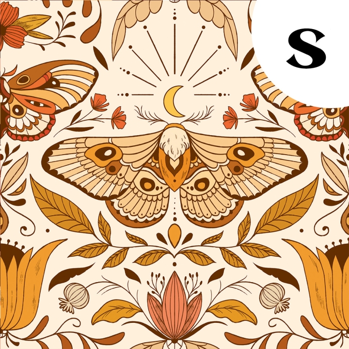 Coupon de tissu illustré "Papillons Luna" 48x48 cm – Popeline & French Terry