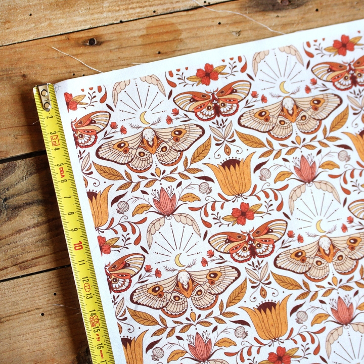 Coupon de tissu illustré "Papillons Luna" 48x48 cm – Popeline & French Terry