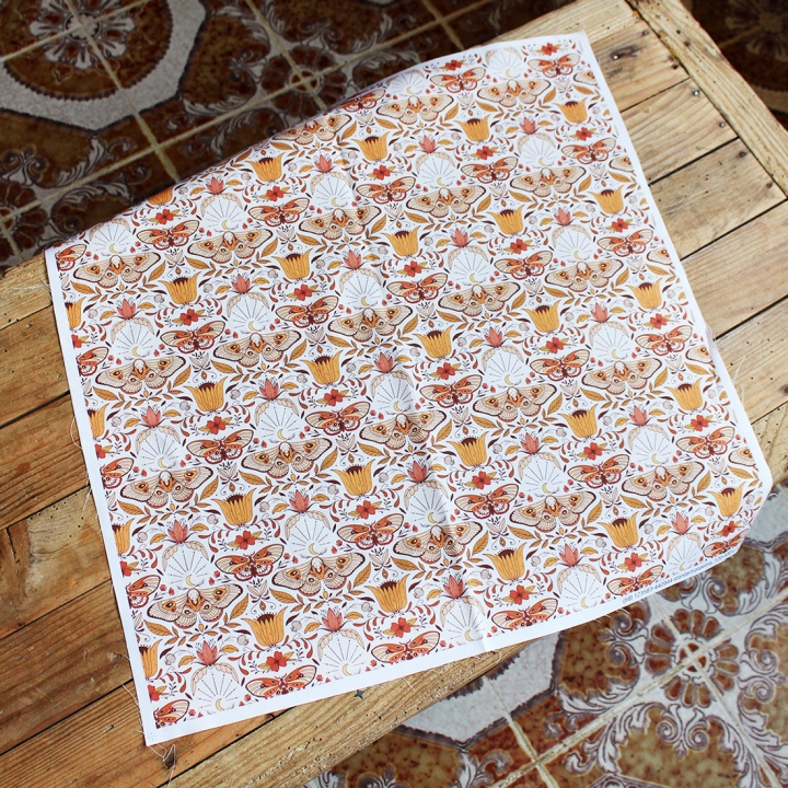 Coupon de tissu illustré "Papillons Luna" 48x48 cm – Popeline & French Terry