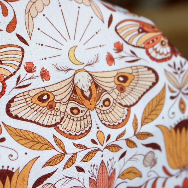 Coupon de tissu illustré "Papillons Luna" 48x48 cm – Popeline & French Terry