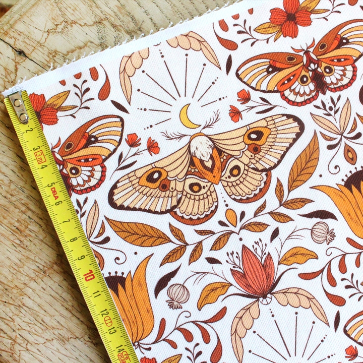 Coupon de tissu illustré "Papillons Luna" 48x48 cm – Popeline & French Terry