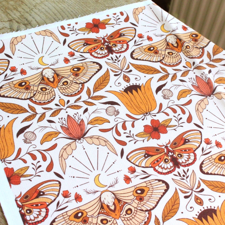 Coupon de tissu illustré "Papillons Luna" 48x48 cm – Popeline & French Terry
