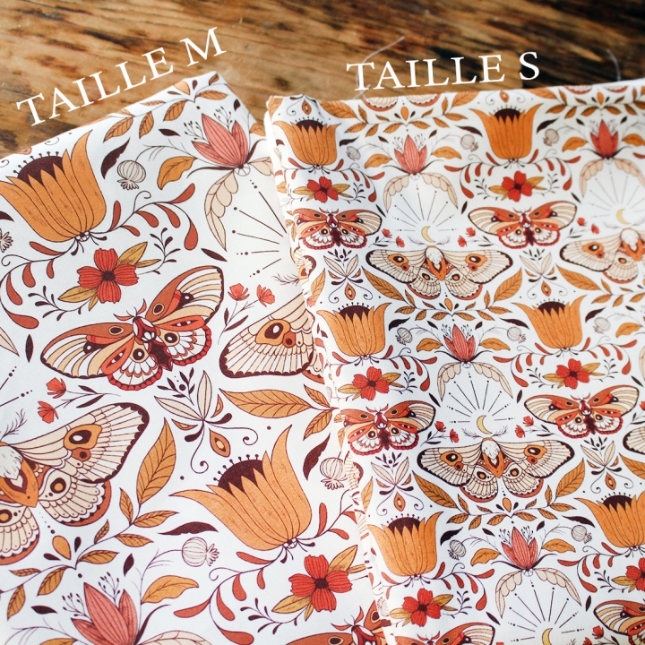 Tissu illustré "Papillon Luna" – popeline, velours & French terry – motif nature
