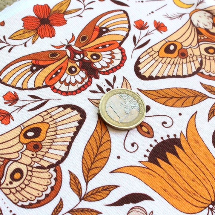 Tissu illustré "Papillon Luna" – popeline, velours & French terry – motif nature