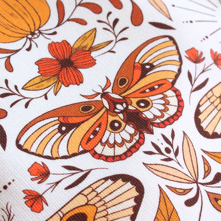 Tissu illustré "Papillon Luna" – popeline, velours & French terry – motif nature
