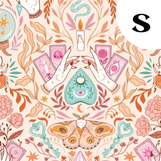 Tissu illustré "Pastel Witch" – popeline, velours & French terry – motif sorcière