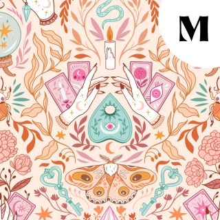 Tissu illustré "Pastel Witch" – popeline, velours & French terry – motif sorcière