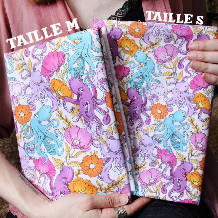 Tissu illustré "Pieuvres" – popeline, velours & French terry – motif poétique