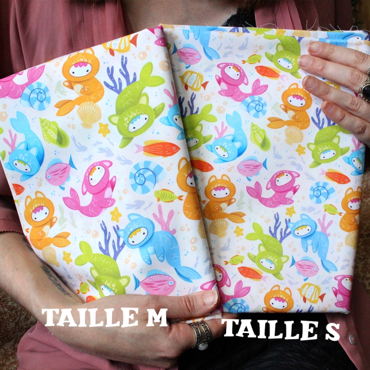 Tissu illustré "Poissons Yoko"– popeline, velours & French terry – motif enfantin, marin