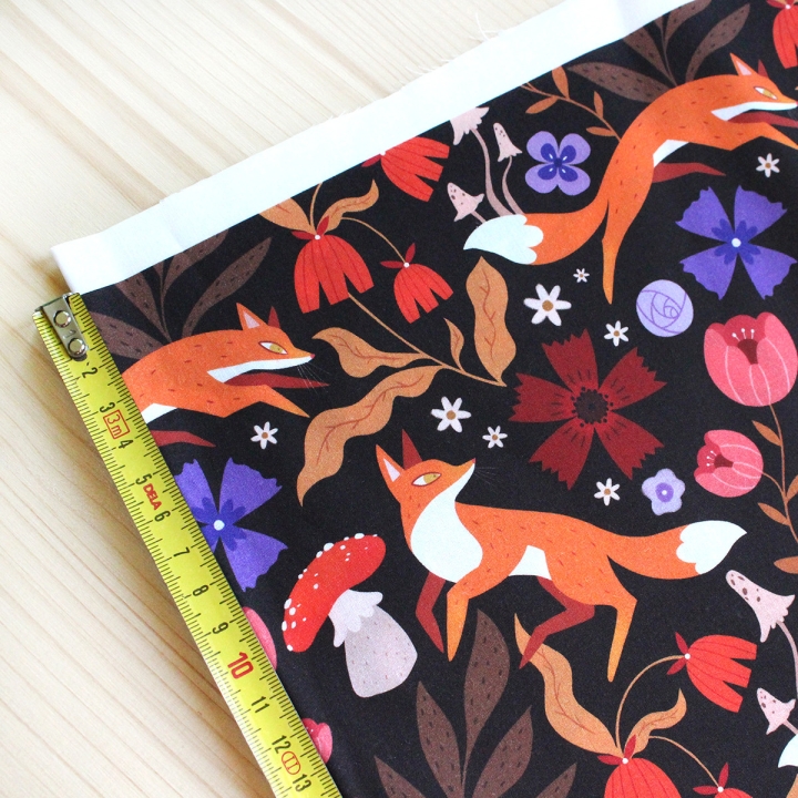 Tissu illustré "Renards" – popeline, velours & French terry – motif automnal