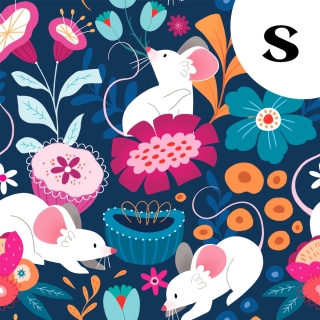 Tissu illustré "Souris fleurs" – popeline, velours & French terry – motif printanier