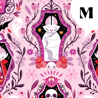 Coupon de tissu illustré "Vampire Night" 48x48 cm – Popeline & French Terry – motif spooky, halloween