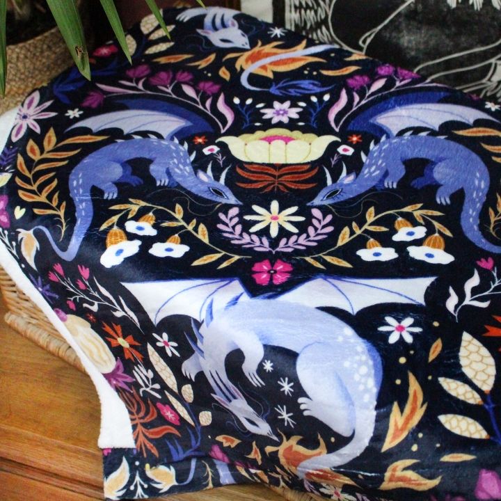 Plaid illustré dragons colorés – Motif fantastique