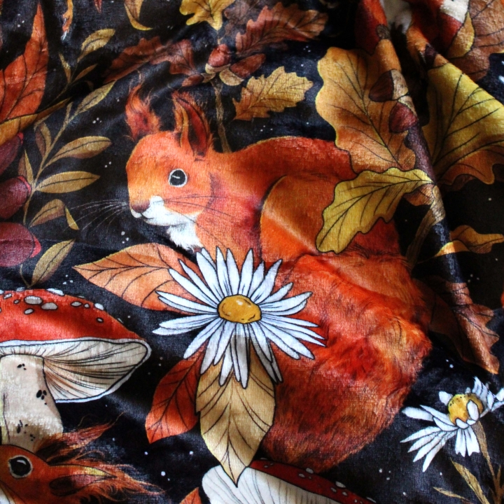 Plaid illustré écureuils d’automne – Motif automnal