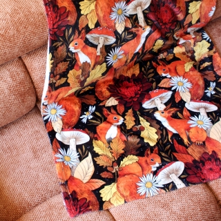 Plaid illustré écureuils d’automne – Motif automnal