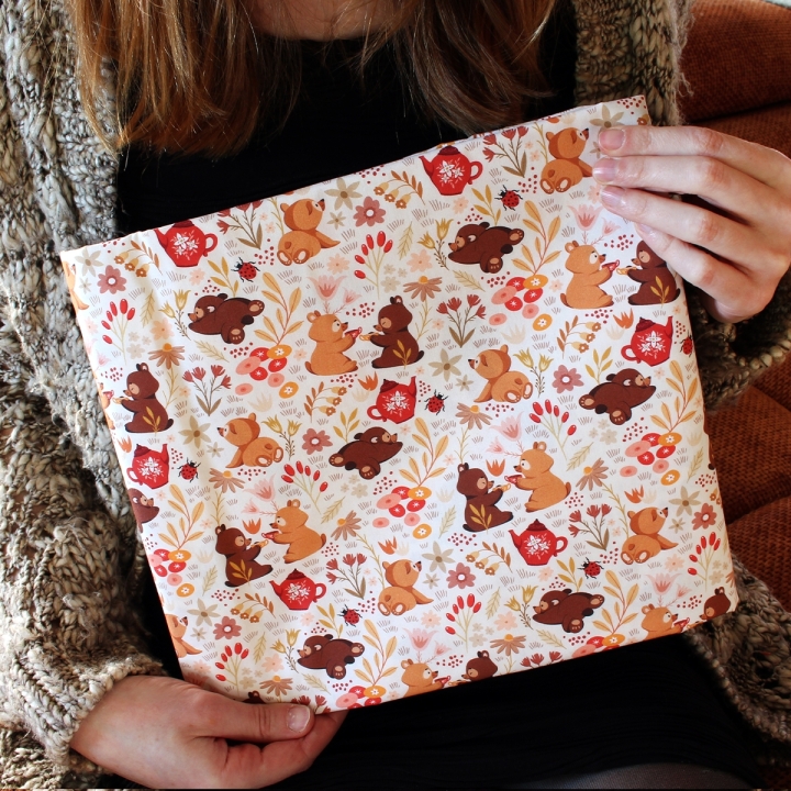 Tissu illustré "Oursons" – popeline, velours & French terry – motif enfantin